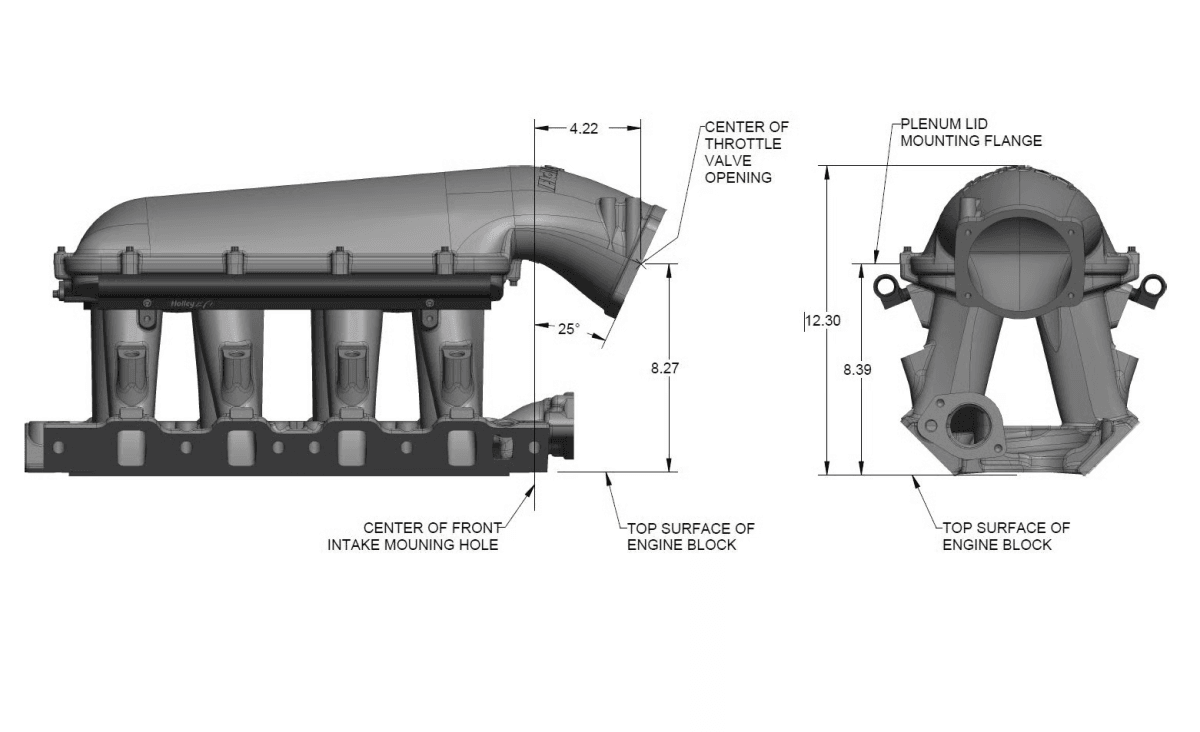 Holley Hi-Ram SBF 95MM Intake Manifold w/ High Flow Fuel Rails - Black (8.2 Deck) thumbnail 5
