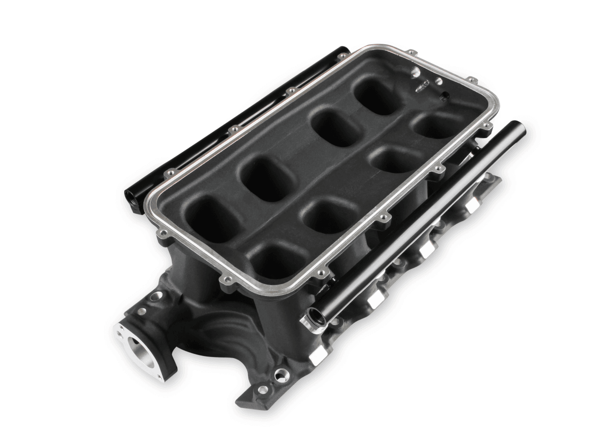 Holley Hi-Ram SBF 95MM Intake Manifold w/ High Flow Fuel Rails - Black (8.2 Deck) thumbnail 4