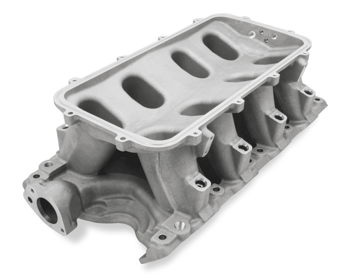 Holley Hi-Ram SBF 105MM Intake Manifold w/ High Flow Fuel Rails - Satin (8.2 Deck) thumbnail 4