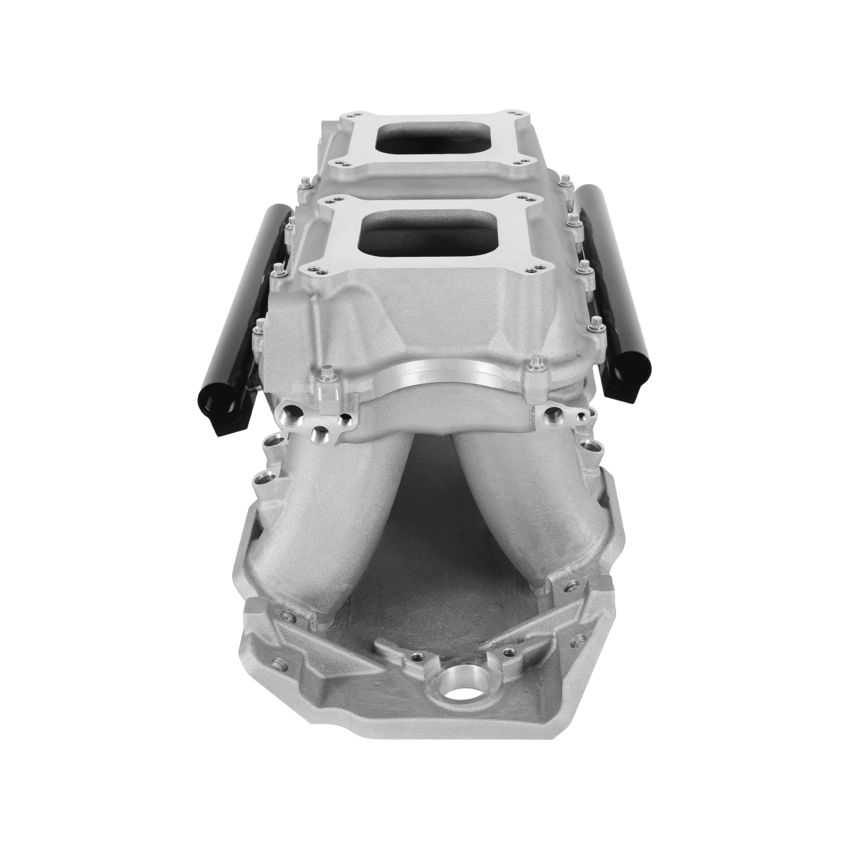 Holley Hi-Ram BBC Dual 4150 Carb Intake Manifold w/ High Flow Fuel Rails for Port Injection - Satin thumbnail 4