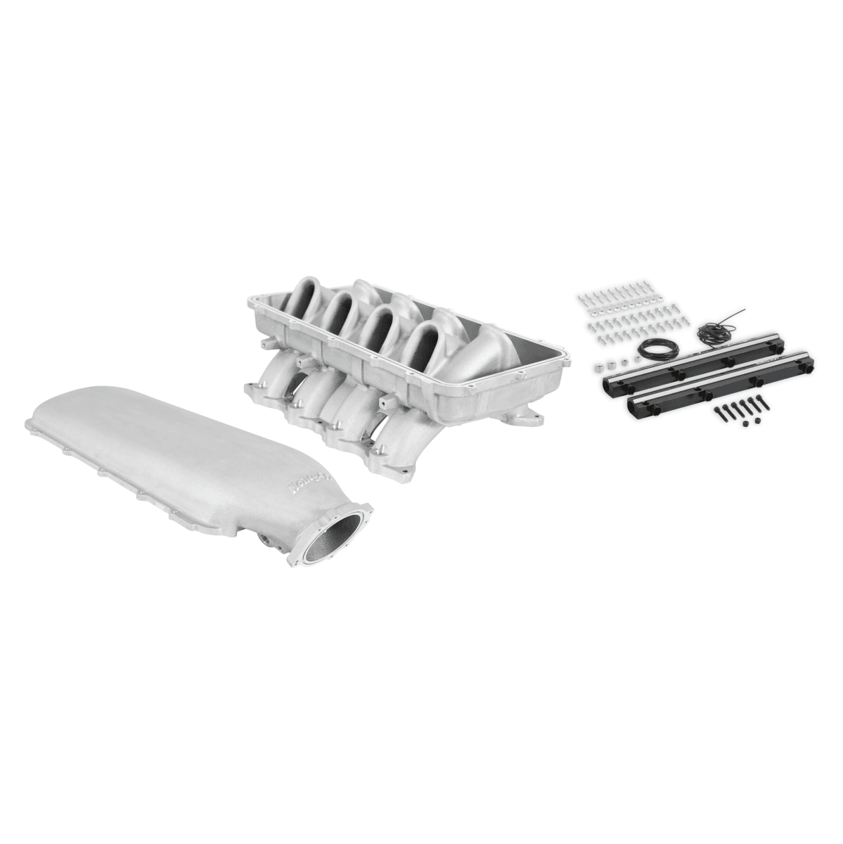 Holley Hi-Ram Coyote/Voodoo/Predator Intake Manifold w/ High Flow Fuel Rails - Satin (For 93MM GT500/GT350 Style Throttle Body & LS 4-Bolt Throttle Bodies) thumbnail 3