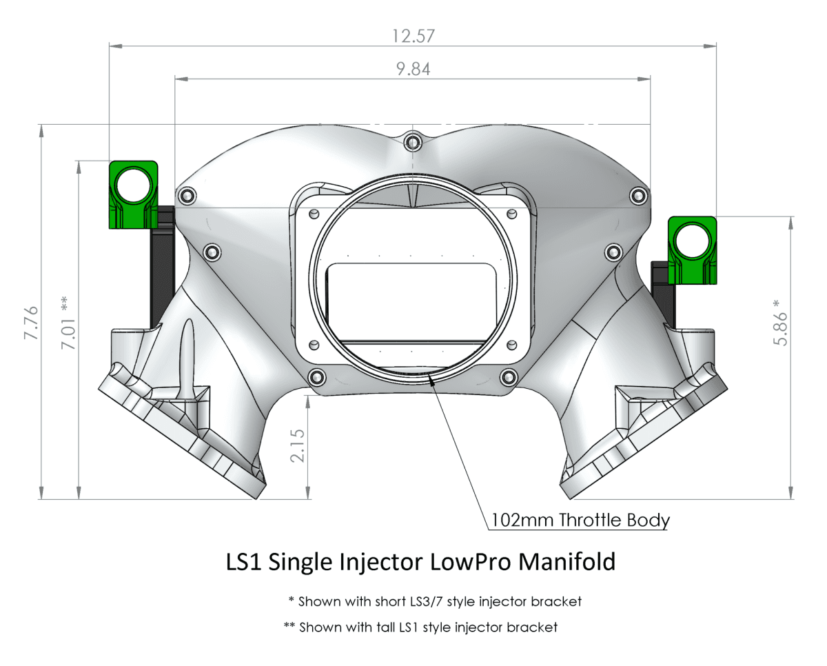 Frankenstein LS1/LS2/LS6 Cathedral Port Billet LowPro Intake Manifold - Raw Finish (2000HP Rated) thumbnail 4