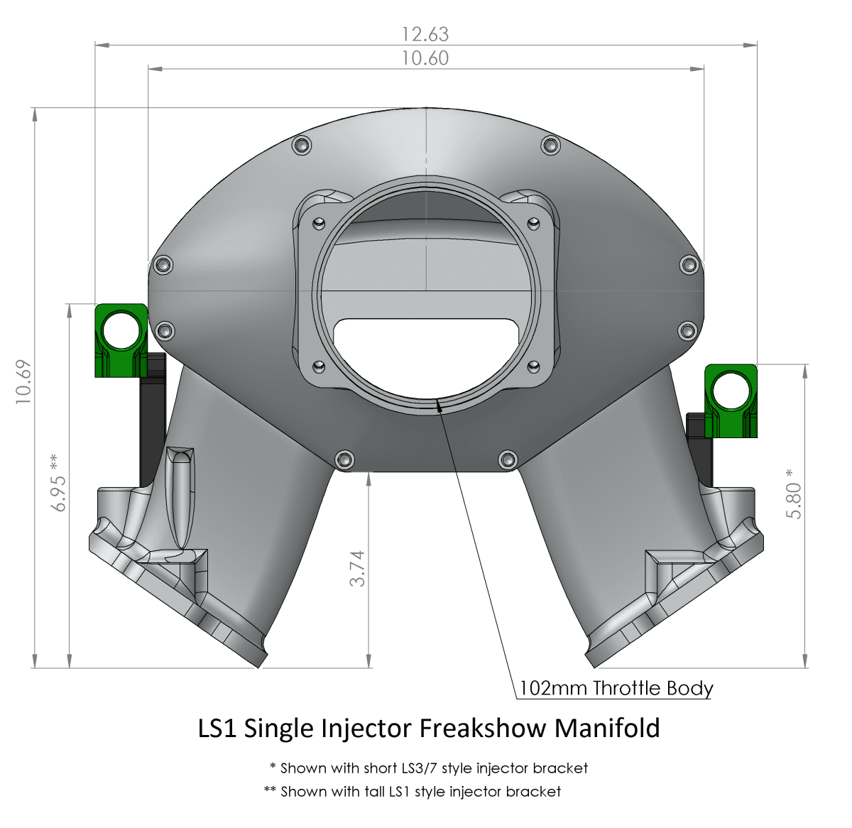 Frankenstein LS1/LS2/LS6 Cathedral Port Billet Freakshow Intake Manifold - Raw Finish (2000HP Rated) thumbnail 9