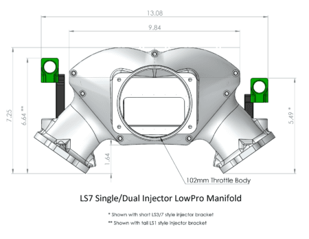 Frankenstein LS7 Billet LowPro Intake Manifold - Anodized Black Finish  (2000HP Rated) thumbnail 5