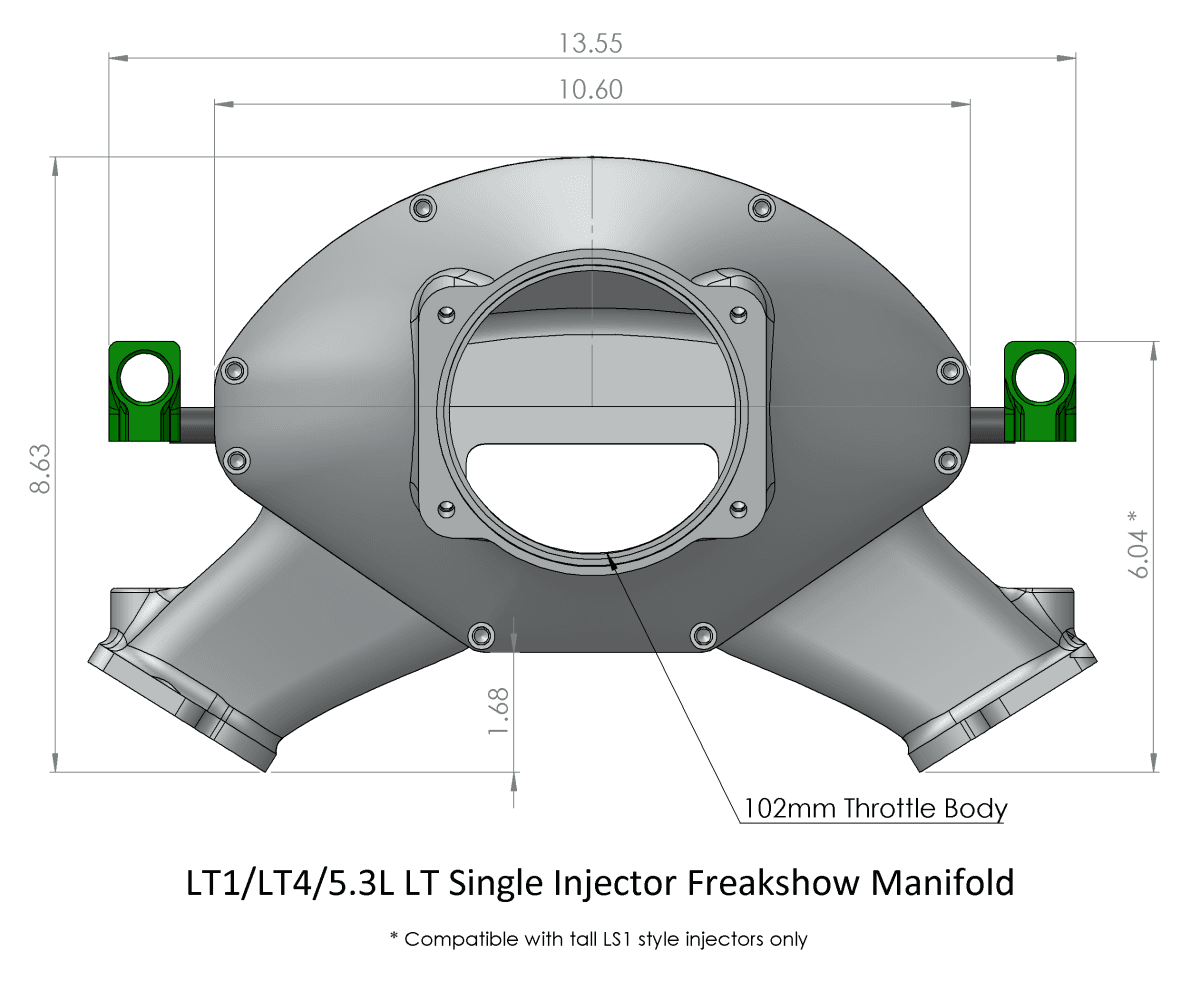 Frankenstein LT Billet Freakshow Port Injection Intake Manifold - Raw Finish (2000HP Rated) thumbnail 9
