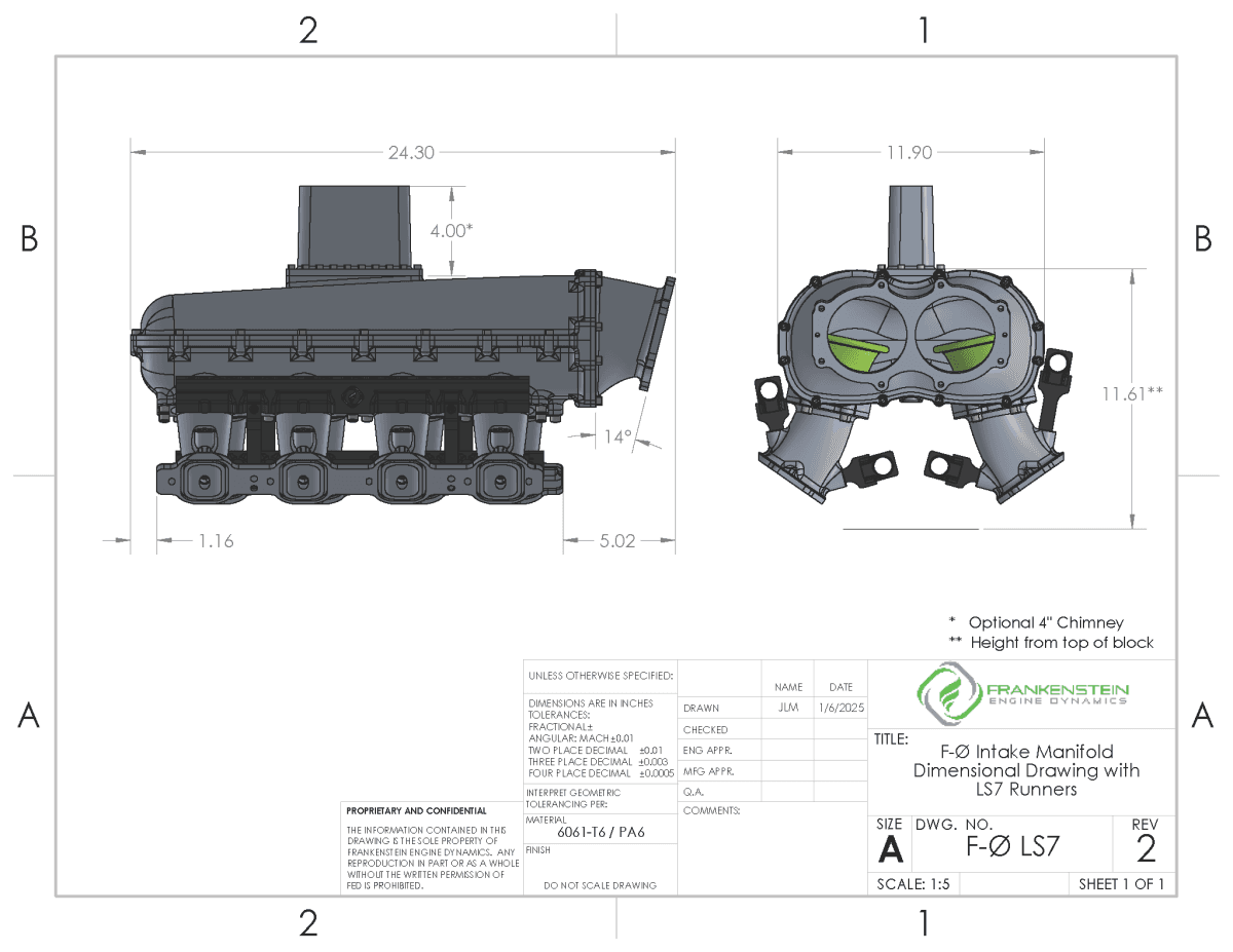 Frankenstein LT Billet F-Zero DI Only Intake Manifold - Anodized Black Finish (3000HP Rated) thumbnail 8