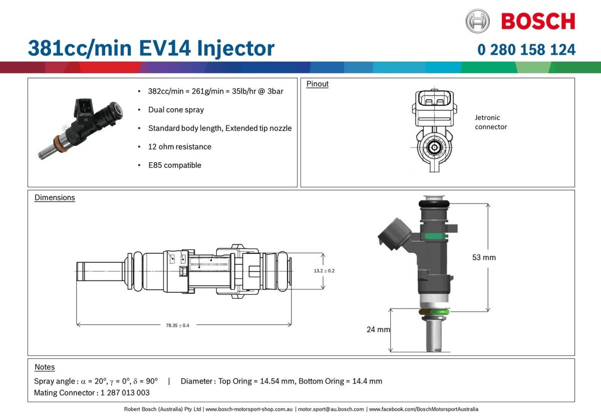 Genuine Bosch 0280158124 382cc 36LB EV14 Fuel Injectors - 6 (E85 Compatible) thumbnail 3