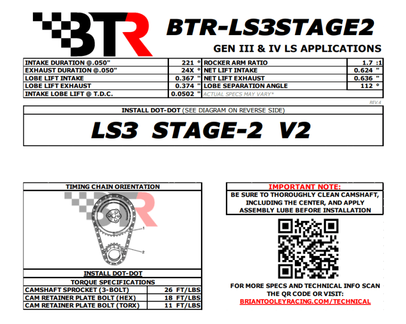 BTR LS3 Stage 2 Camshaft W/ Valve Train Components - 60+ HP Gain thumbnail 3