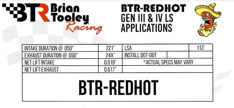 BTR Red Hot Supercharger/NA Camshaft W/ Valve Train Components For Gen III/IV LS Engines - 50+ HP Gain thumbnail 5