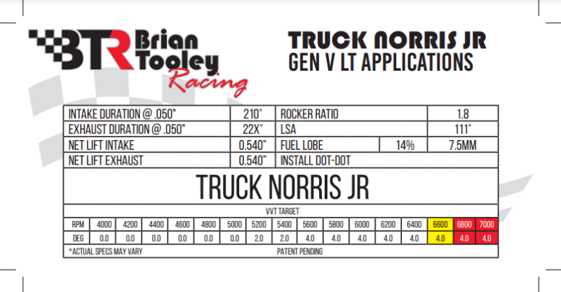 BTR LT Truck Norris JR Camshaft W/ Valve Train Components For LV1/LV3 4.3L V6 Engines - 38+ HP Gain thumbnail 3