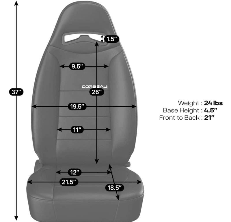 Blemished Corbeau Moab Grey Vinyl Reclining Driver Side Racing Seat w/ Seat Heater - Single thumbnail 4