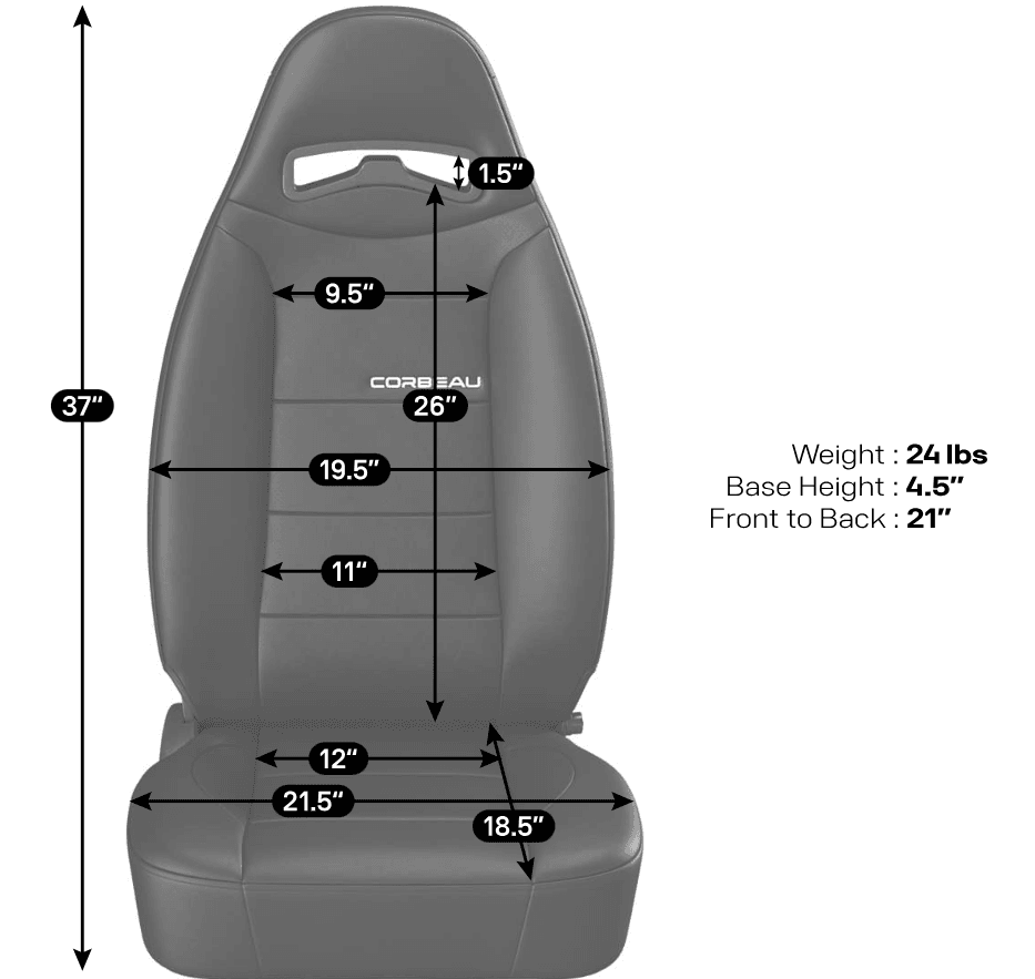 Blemished Corbeau Moab Grey Vinyl Reclining Back Racing Seats - Pair thumbnail 2
