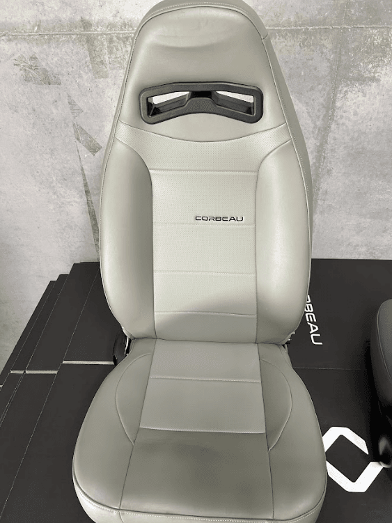 Blemished Corbeau Moab Grey Vinyl Reclining Back Racing Seats - Pair thumbnail 6