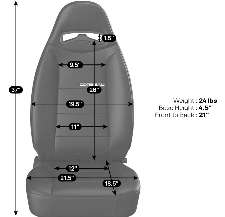 Blemished Corbeau Moab Black Vinyl Reclining Passenger Side Racing Seat - Single thumbnail 2