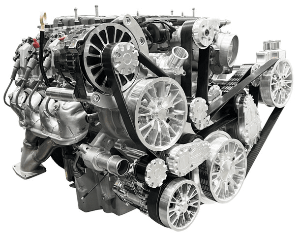 CVF Reaper Chevy LT4 Wet Sump 10-Rib Gen V Serpentine System with AC, Power Steering & Alternator - Black Diamond (All Inclusive)