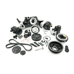 BTR LS 6-Rib Front Accessory Drive Bracketless System w/ PS, AC & Alternator, Dress-Up Kit and ATI Balancer - Black