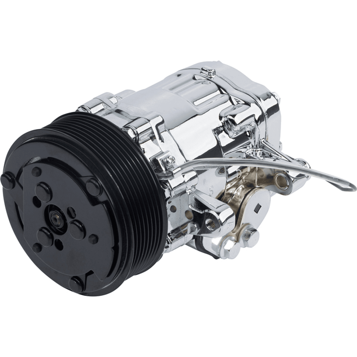 CVF R134A Peanut Style AC Compressor w/ 8-Rib Clutch Pulley - Chrome Plated