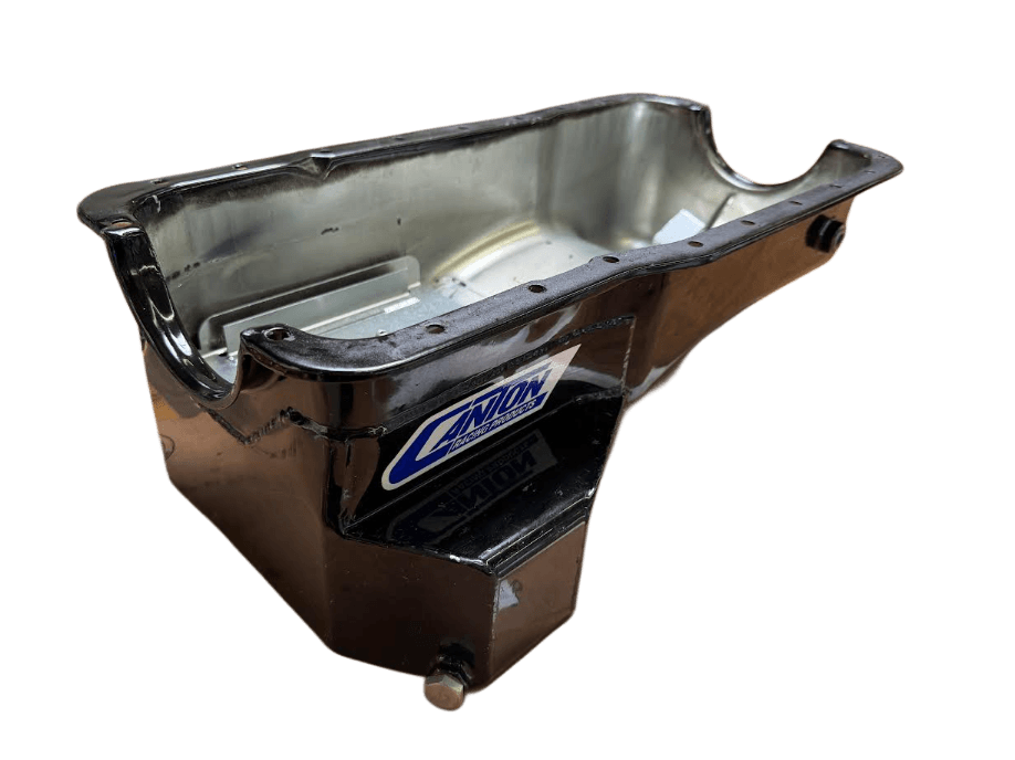 [GARAGE SALE] Canton 289-302 Canton 7 Quart T-style Rear Sump Oil Pan w/ Scraper, SC Return Bung & Oil Pickup - Black Powdercoated thumbnail 2