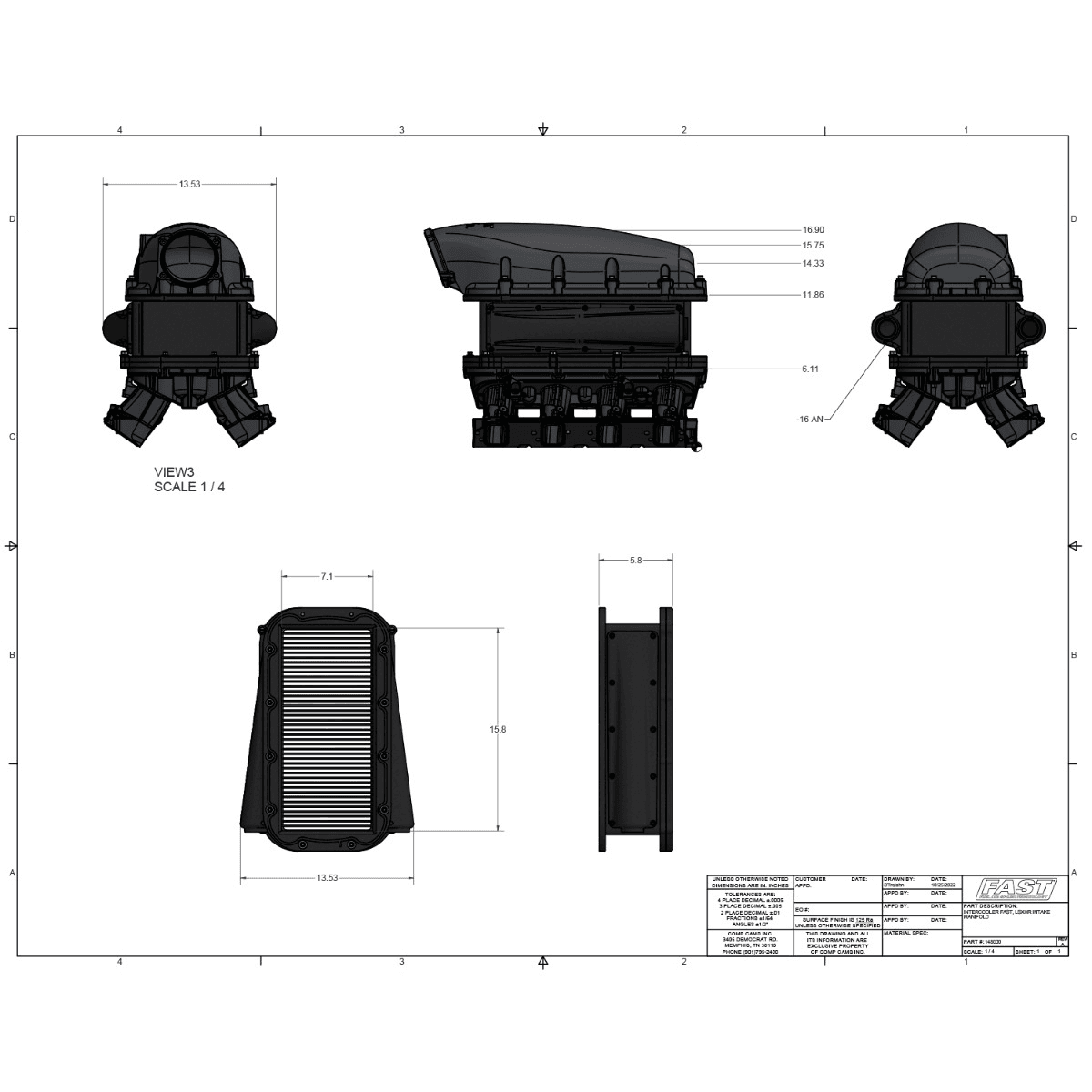 FAST Air-To-Water Intercooler for LSXHR Intake Manifolds - Rated to 1350HP thumbnail 4
