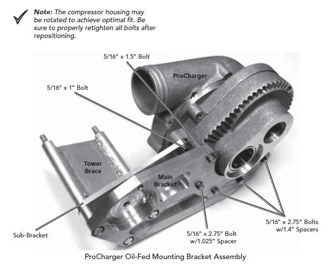 ProCharger 1986-1993 Mustang Billet Supercharger Mounting Bracket Assembly for P600B Blowers thumbnail 2