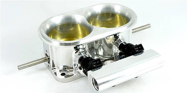 Accufab 2-Barrel Dual 2.75" Blade Mountain Motor Throttle Body w/ Fuel Rail thumbnail 3
