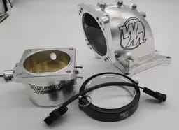 Wilson Manifolds 105MM Throttle Body + 4150 Front/Rear Billet Elbow Combo D-Band - Silver Machined Finish