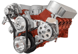 CVF Chevy Big Block Serpentine Serpentine Conversion Kit with Mid-Mount Alternator & Power Steering, Long Water Pump - Polished
