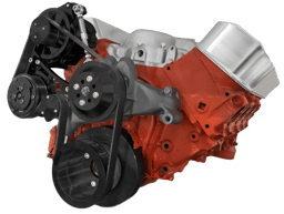 CVF Chevy Big Block Serpentine Serpentine Conversion Kit with Mid-Mount AC & Alternator Brackets, For Long Water Pump - Black