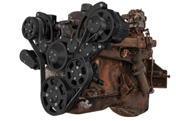 CVF Chevy Straight 6 Serpentine System with AC, PS & ALT - Black (All Inclusive)