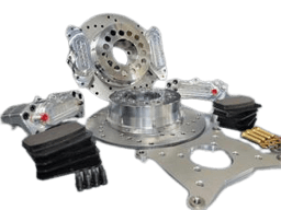 Aerospace Ford 8.8 Housing Ends 4 Piston Heavy Duty Dual Rear Drag Disc Brakes With C-Clip Eliminators (5 Lug) Factory-ABS - 1/2" Studs