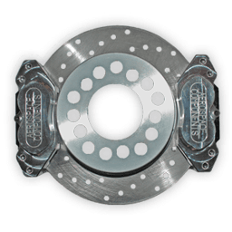 Aerospace Ford 8.8 Housing Ends 4 Piston Heavy Duty Dual Rear Drag Disc Brakes With Stock C-Clip Axles (5 Lug) Factory-ABS - 5/8" Studs