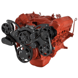 CVF BBM Serpentine System with Power Steering & Alternator For High Flow Water Pump - Black (All Inclusive)