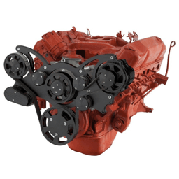 CVF BBM Serpentine System with Air Conditioning & Alternator For High Flow Water Pump - Black (All Inclusive)