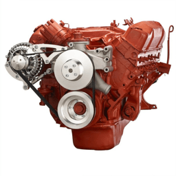 CVF BBM Serpentine Conversion with Alternator Only Bracket For High Flow Water Pump - Polished (All Inclusive)