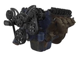 CVF Cadillac 368-500 Serpentine System with Powersteering & Alternator For High Flow Water Pump - Black Diamond (All Inclusive)