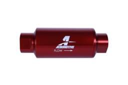 Aeromotive Filter In-Line 10-Micron Microglass Element ORB-10 Port Bright-Dip Red 2" OD