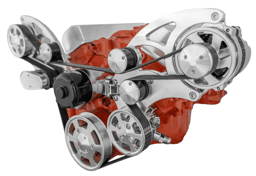 CVF Chevy Small Block Wide Mount Serpentine System with AC, Power Steering, Alternator & Electric Water Pump (All Inclusive) - Polished