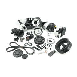 BTR LT 6-Rib Front Accessory Drive Bracketless System w/ PS, AC & Alternator and Dress-Up Kit - Black