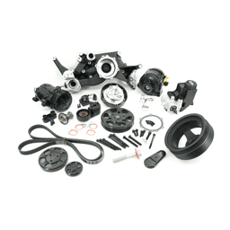 BTR LS 6-Rib Front Accessory Drive Bracketless System w/ PS, AC & Alternator and Dress-Up Kit - Black